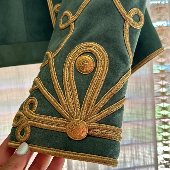Jessie Western Suede Military Jacket in Green - Picture 5 of 6